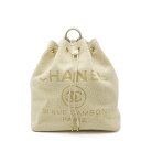 CHANEL シャネル ドーヴィルライン リュックサック バックパック ショルダーバッグ チェーンショルダー 巾着型 ベロア ライトベージュ A93787 【中...