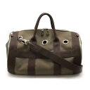 HERMES エルメス ドッグ キャリーバッグ 犬 猫 ペット ボストンバッグ 2WAY ショルダーバッグ キャンバス レザー カーキ ダークブラウン Z刻印 ...
