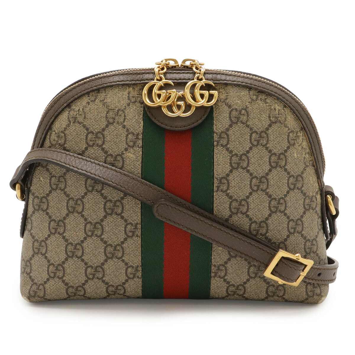 Rakuten - GUCCI グッチ オフィディア スモール ショルダーバッグ GGスプリーム シェリーライン ポシェット 斜め掛け PVC ベージュ モカブラウン 499621 【中古】