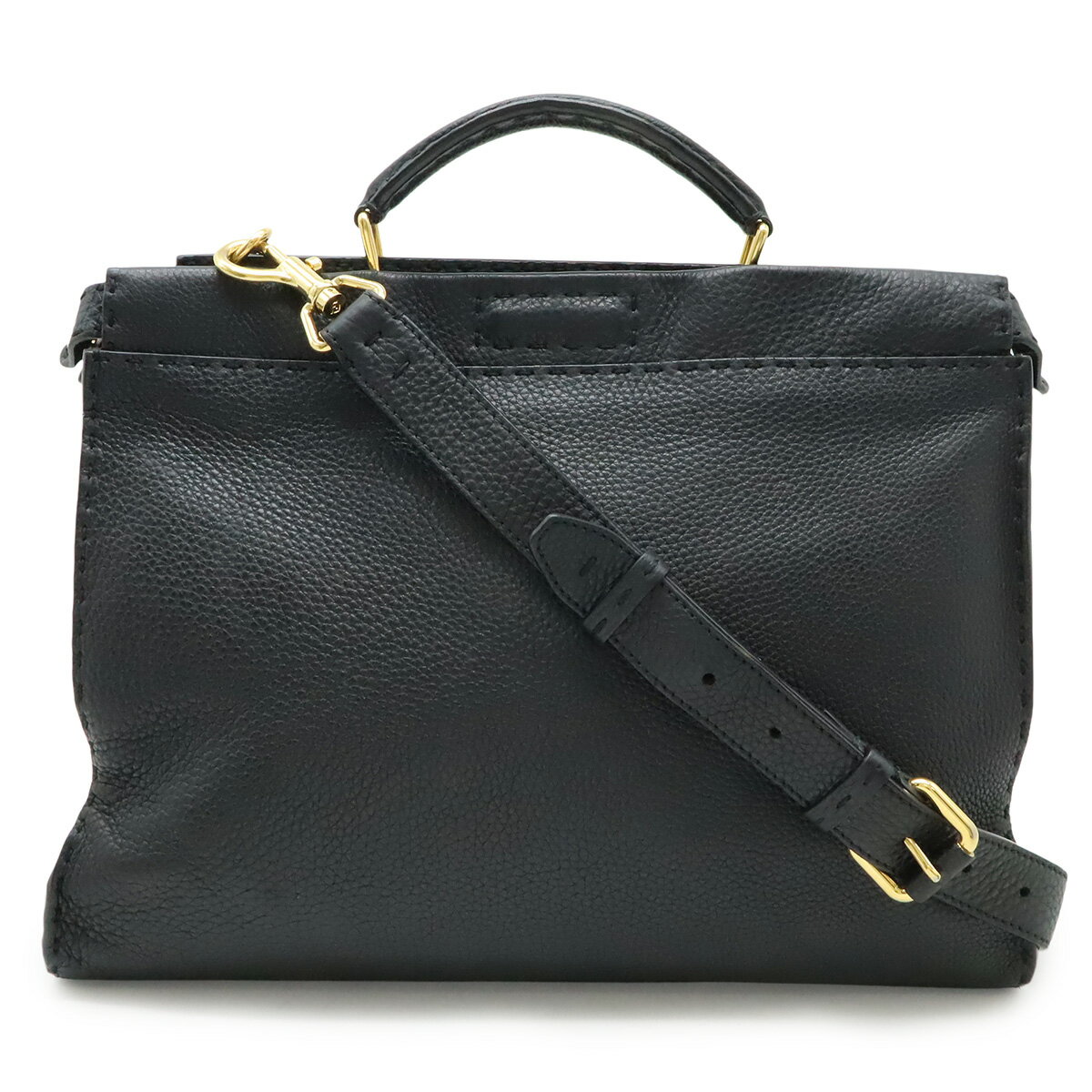 乐天商城 - FENDI フェンディ セレリア ピーカブー フィット ビジネスバッグ ブリーフケース ハンドバッグ 2WAY ショルダーバッグ レザー ブラック 黒 7VA406 【中古】