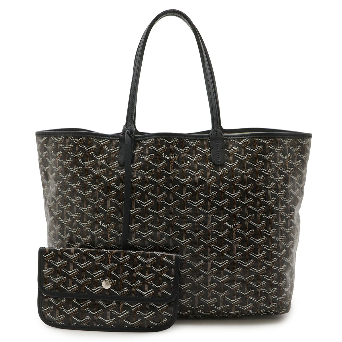 Goyard ブラック×ブラウン トートバッグ ポーチ付 ゴヤール サンルイPM Goyard ブラック×ブラウン トートバッグ ポーチ付 ゴヤール サンルイPM