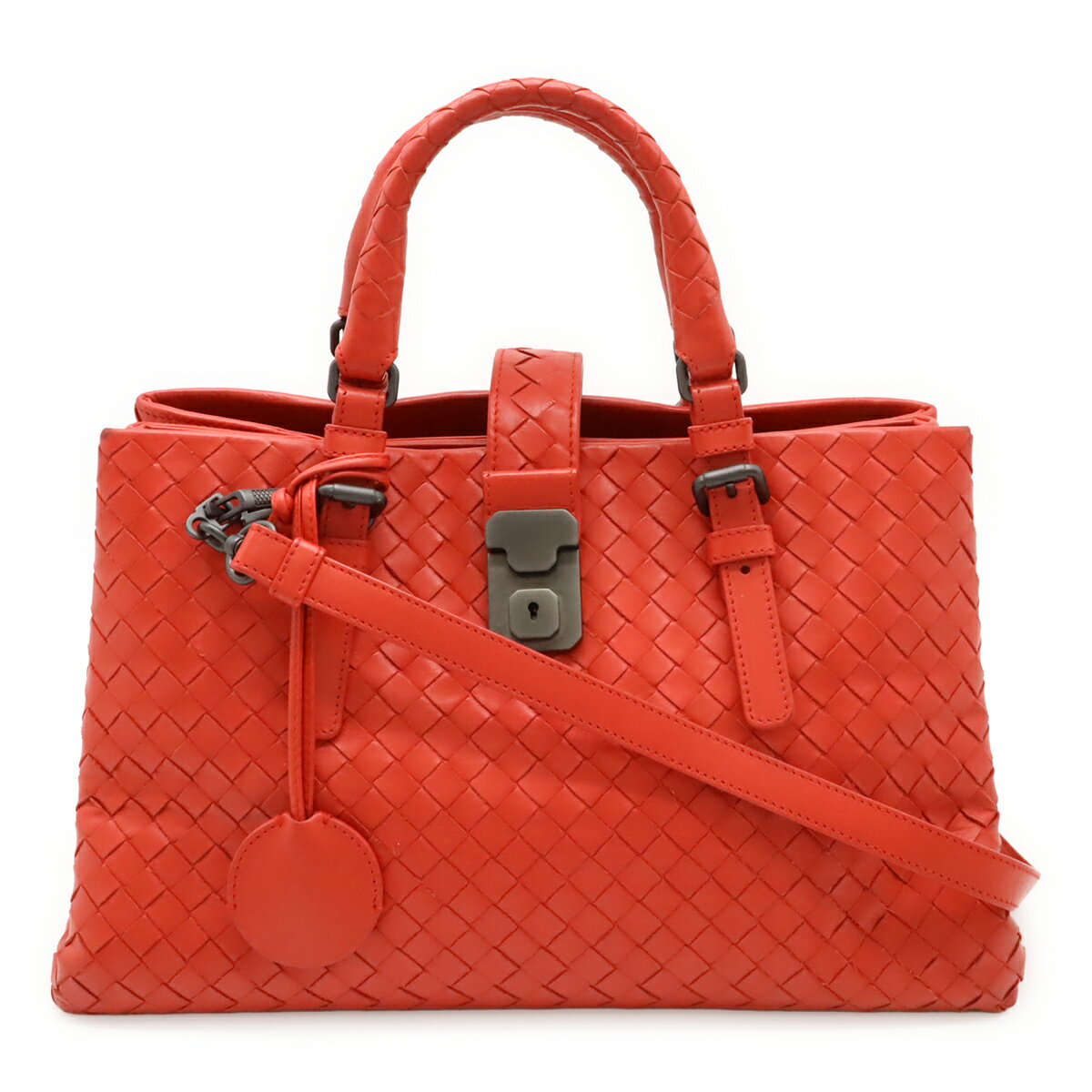 Rakuten - BOTTEGA VENETA ボッテガ ヴェネタ ボッテガベネタ イントレチャート スモール ローマバッグ ハンドバッグ 2WAYショルダー レザー レッド 赤 337303 【中古】