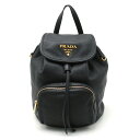 【バッグ】PRADA プラダ バックパック リュックサック レザー NERO ブラック 黒 ゴールド金具 1BZ035 【中古】