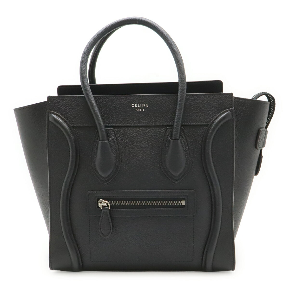 CELINE セリーヌ ラゲージ マイクロショッパー トートバッグ ハンドバッグ レザー ブラック 黒 シルバー金具 189793 【中古】