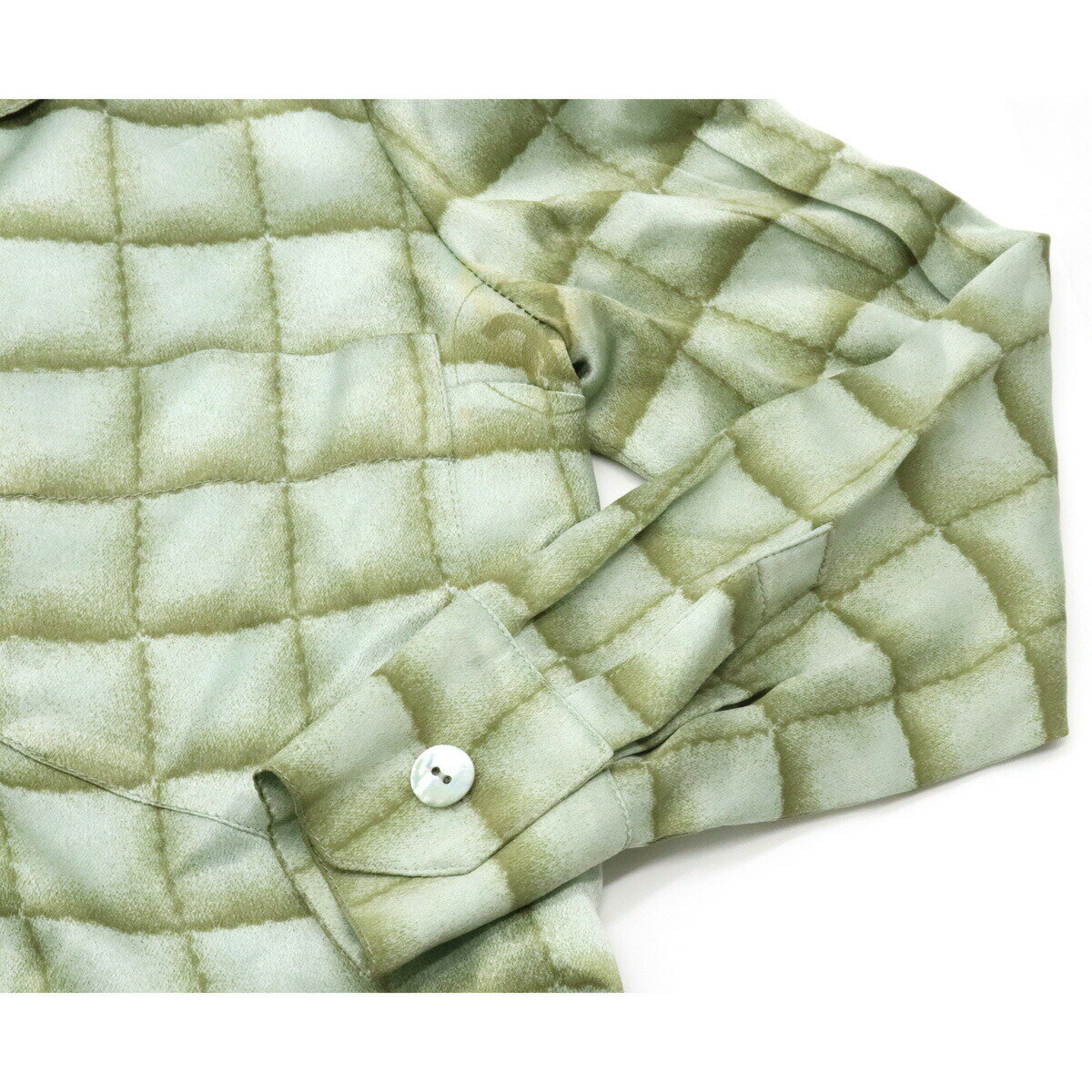 CHANEL シャネル ココマーク チェック シャツドレス ワンピース 長袖 ひざ丈 シルク100% グリーン #36 【中古】