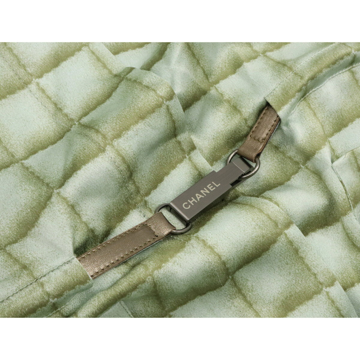 CHANEL シャネル ココマーク チェック シャツドレス ワンピース 長袖 ひざ丈 シルク100% グリーン #36 【中古】