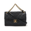 CHANEL シャネル マトラッセ ココマーク ショルダーバッグ 2WAY チェーンバッグ ハンドバッグ キャビアスキン レザー ブラック 黒 ゴールド金具 【...