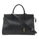 SAINT LAURENT PARIS サン ローラン パリ YSL イブサンローラン カバ リヴ ゴーシュ ハンドバッグ 2WAY ショルダーバッグ レザー ブラック 394457 【中古】