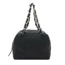 CHANEL シャネル ココマーク チェーンショルダー ショルダーバッグ セミショルダー コットンジャージー ブラック 黒 シルバー金具 【中古】