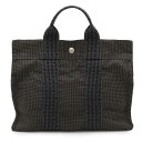 HERMES エルメス エールライン トートPM トートバッグ ハンドバッグ ミニトート キャンバス グレー ブラック 黒 シルバー金具 【中古】