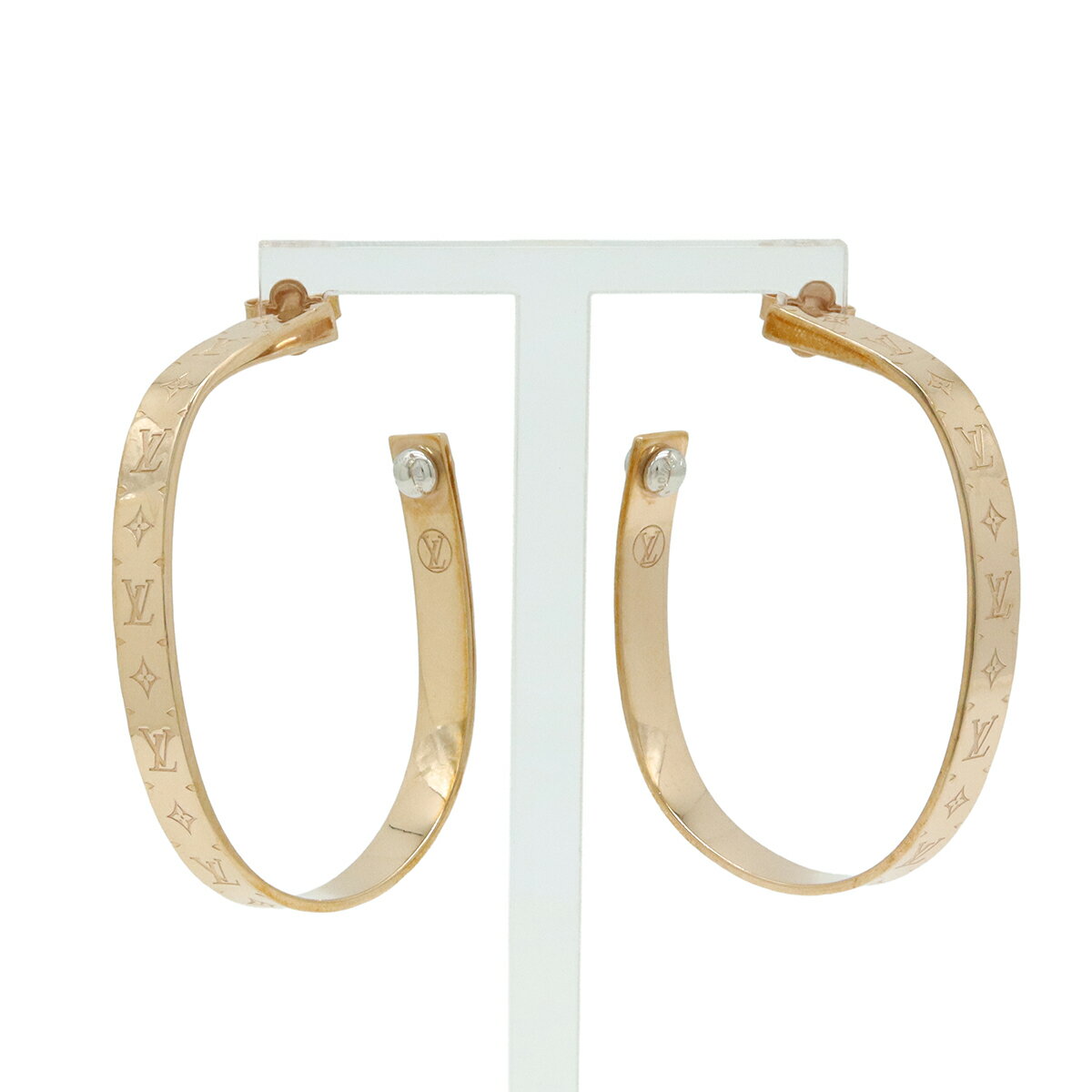 LOUIS VUITTON ピアス　ダイス　ストーン　ナノグラム　ラッキーグラム ピアス モノグラム・イディール ダブル チェーン(18Kスリーゴールド