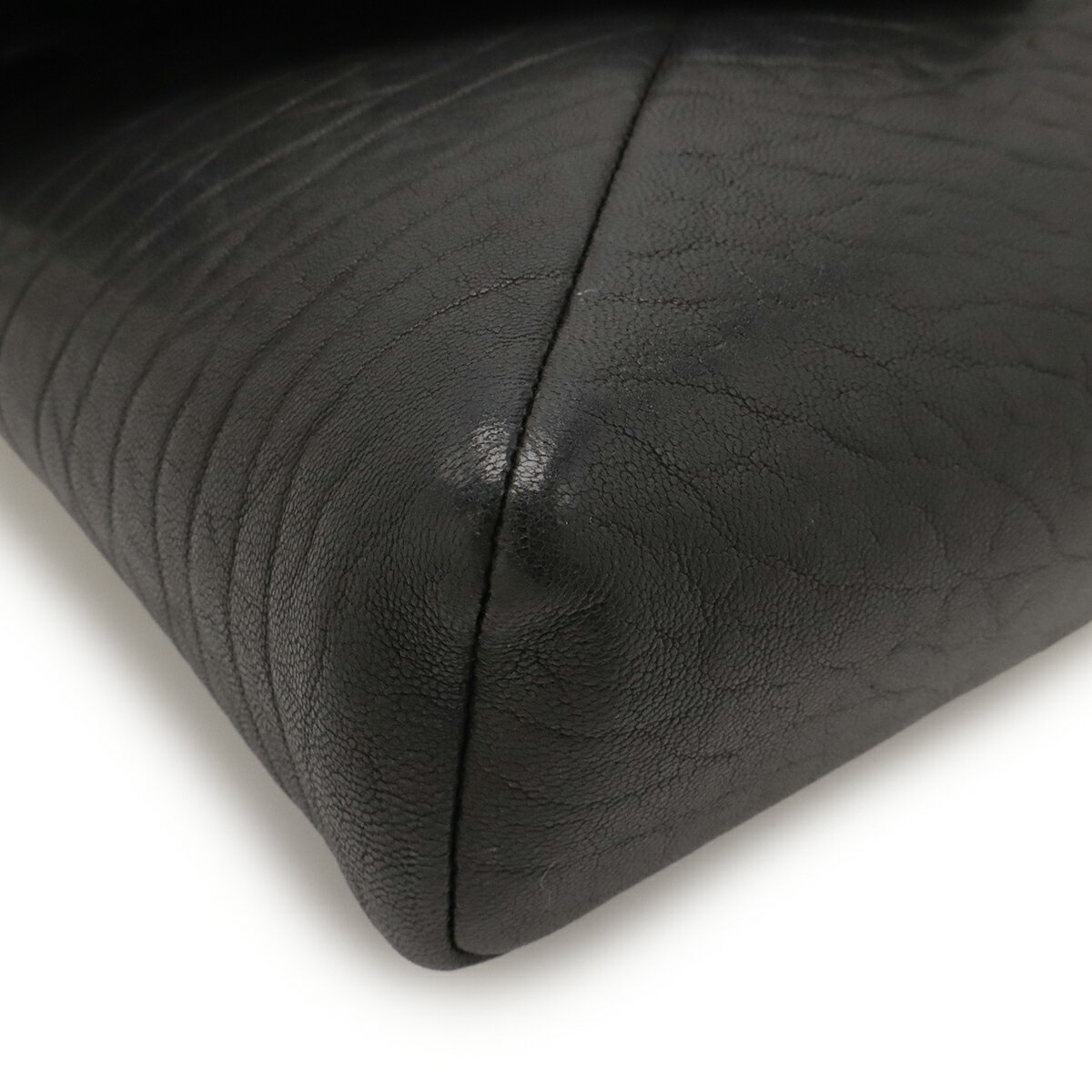 SAINT LAURENT PARIS サン ローラン パリ YSL カサンドラ エンベロープ メッセンジャー ショルダーバッグ 2WAYクラッチ ラムスキン ブラック 801490 【中古】