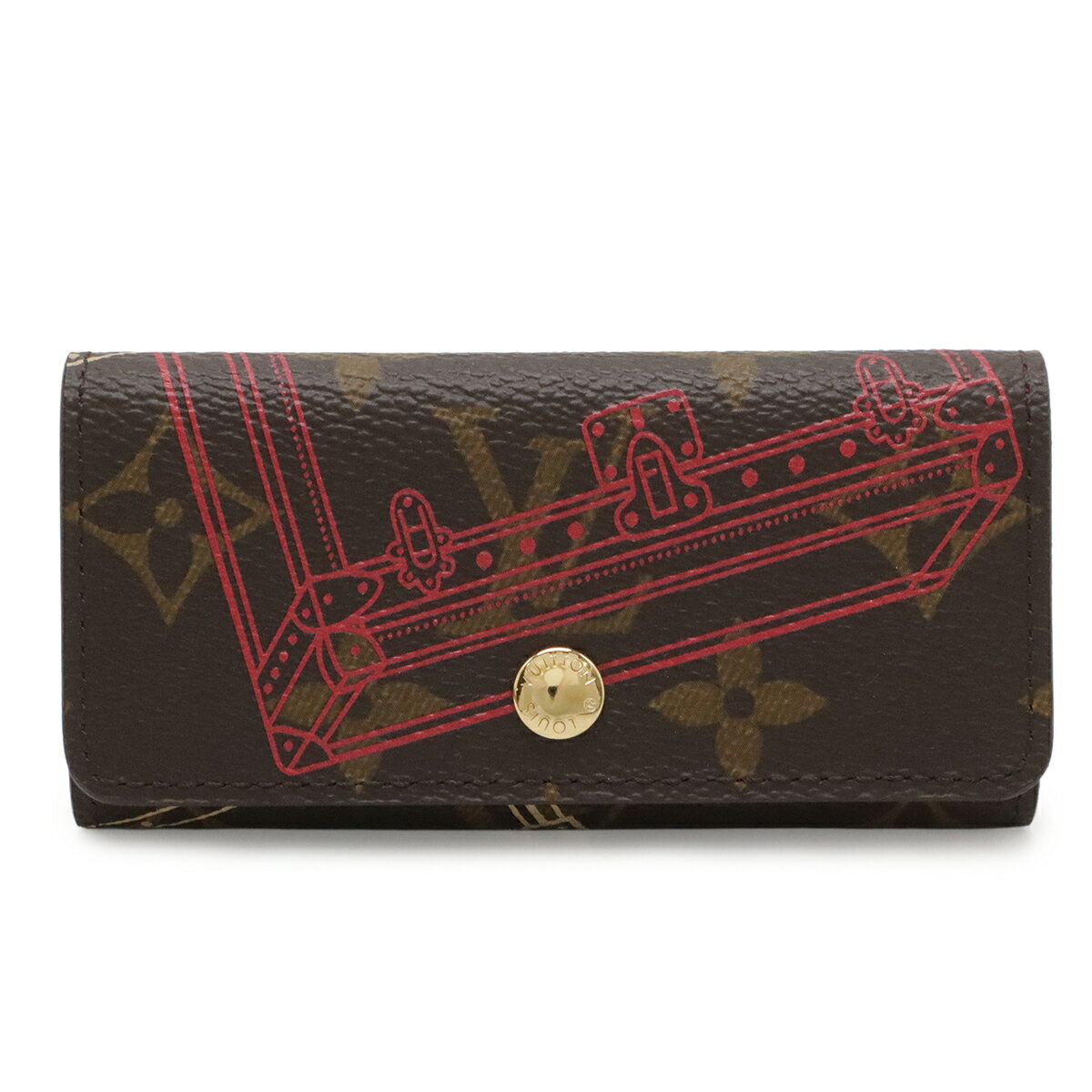 樂天商城 - LOUIS VUITTON ルイ ヴィトン モノグラム ミュルティクレ4 4連キーケース トランクイラスト 2014年クリスマス限定 M58509 【中古】