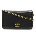 CHANEL シャネル ココマーク ショルダーバッグ チェーンショルダー セミショルダー パテントレザー ブラック 黒 ゴールド金具 【中古】