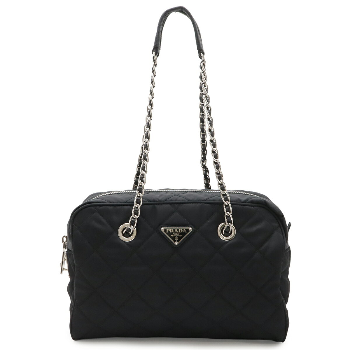 PRADA プラダ キルティング ショルダーバッグ クラッチバッグ ブラック 黒 PRADA QUILTING NYLON CHAIN SHOULDER BAG MADE IN ITALY/プラダ