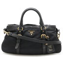 PRADA プラダ トートバッグ ハンドバッグ 2WAY ショルダーバッグ 斜め掛け ナイロン レザー NERO 黒 ブラック ゴールド金具 BT2032 【中古】(4)