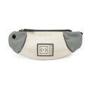 CHANEL シャネル スポーツライン ココマーク ウエストポーチ ウエストバッグ ボディバッグ ヒップバッグ ナイロン グレー アイボリー A31809 【中...