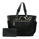 CHANEL シャネル パリビアリッツ トートGM トートバッグ ショルダーバッグ ハラコ パテントレザー ブラック 黒 シルバー金具 ポーチ付き 【中古】