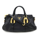PRADA プラダ ハンドバッグ トートバッグ 2WAY ショルダーバッグ 斜め掛け レザー NERO 黒 ブラック ゴールド金具 BN1903 【中古】(4)