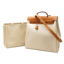 HERMES エルメス エールバッグMM ハンドバッグ 2WAY ショルダーバッグ トワルアッシュ レザー ナチュラル キャメル □C刻印 【中古】