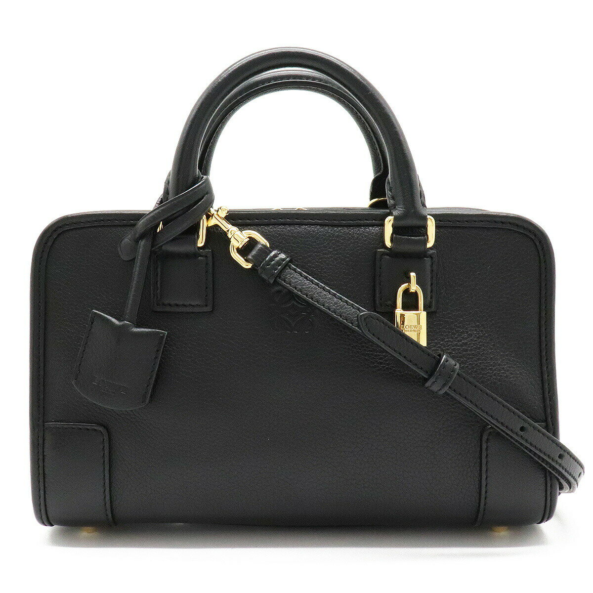 【バッグ】LOEWE ロエベ アマソナ23 アナグラム ハンドバッグ ミニボストン 2WAY ショルダーバッグ レザー ブラック 黒 ゴールド金具 352.79.H71のサムネイル