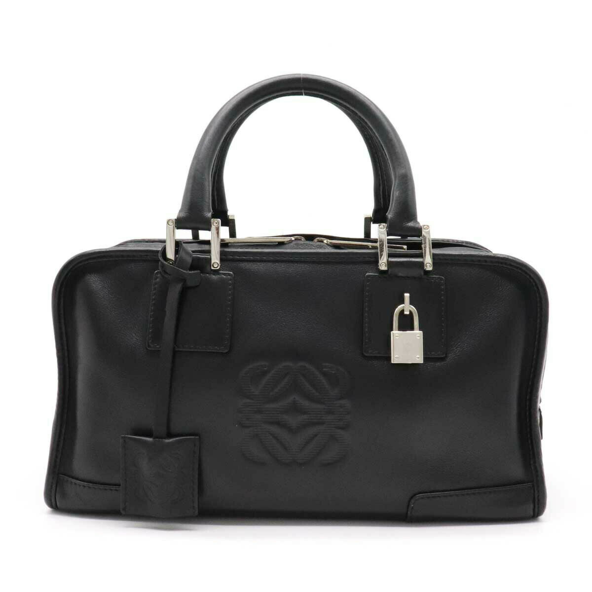 【バッグ】LOEWE ロエベ アマソナ28 アナグラム ハンドバッグ ミニボストン レザー ブラック 黒 シルバー金具 311.62.001のサムネイル