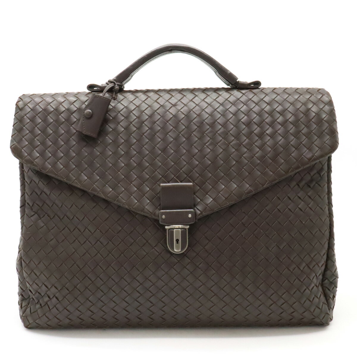 BOTTEGA VENETA ボッテガ ヴェネタ ボッテガベネタ イントレチャート ビジネスバッグ ブリーフケース ハンドバッグ レザー ブラウン 122139 【中古】