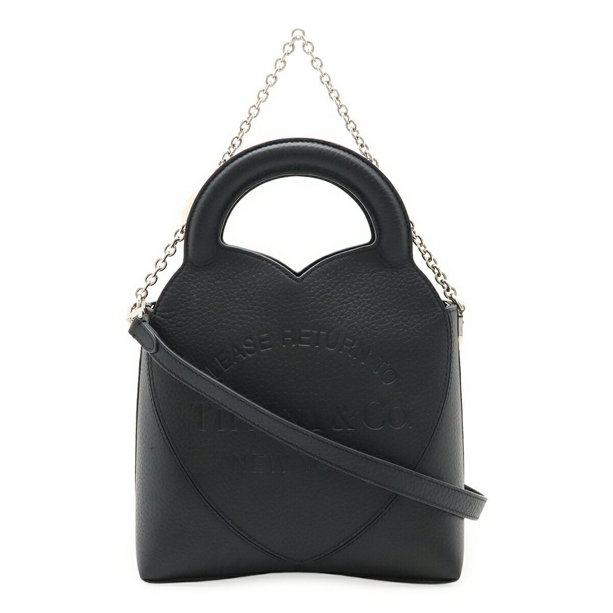 TIFFANY&Co. ティファニー リターントゥティファニー ハンドバッグ 2WAY ショルダーバッグ レザー ブラック 黒 シルバー金具 【中古】