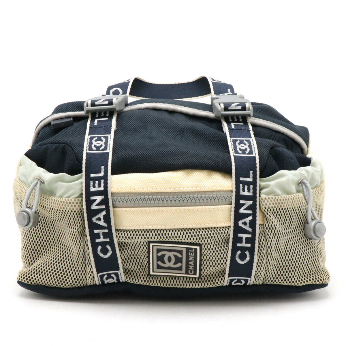 CHANEL シャネル スポーツライン ココマーク ウエストバッグ ボディバッグ 2WAY ハンドバッグ ナイロンキャンバス ネイビー グレー A27892 【中古】