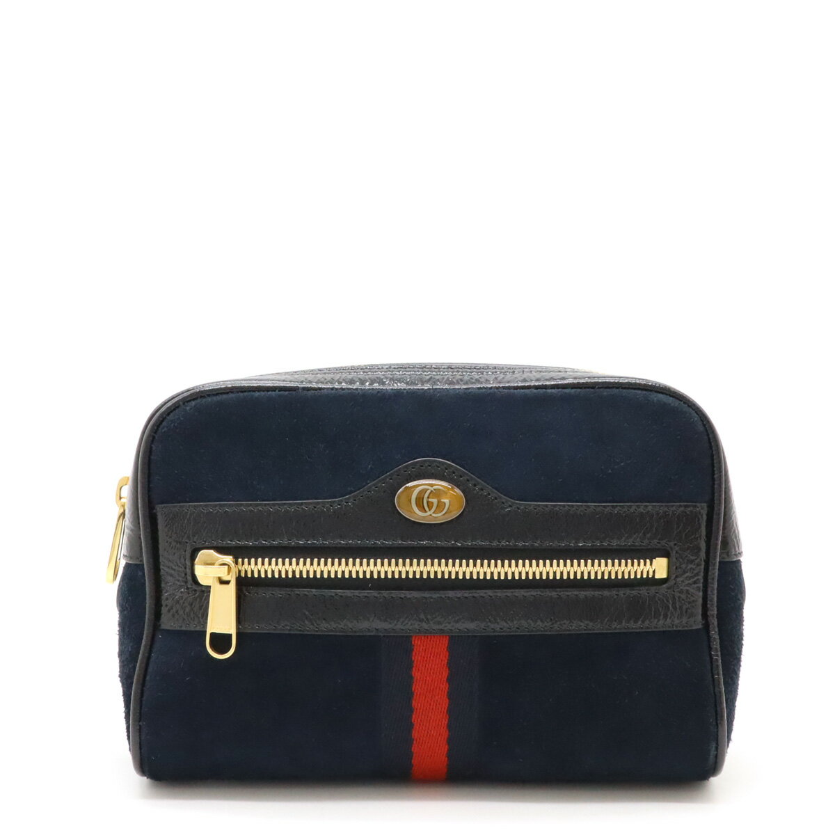 GUCCI グッチ オフィディア スモール ベルトバッグ ボディバッグ ウエストバッグ シェリーライン スエード パテントレザー ネイビー #75 517076 【中古】