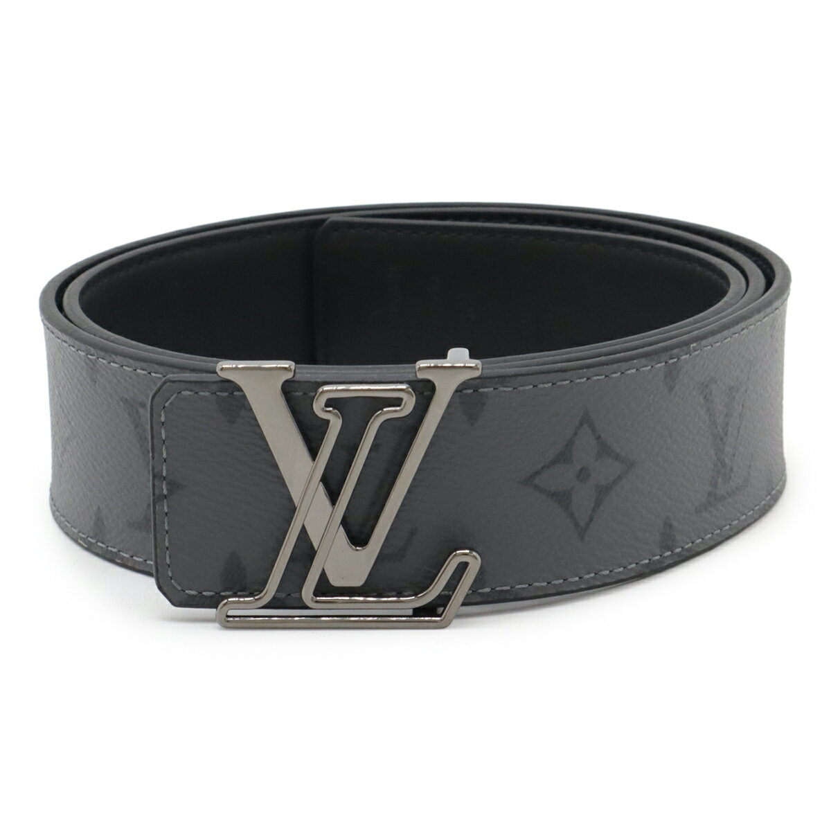 LOUIS VUITTON ルイ ヴィトン モノグラムエクリプスリバース サンチュール LVライン 40MM リバーシブル ベルト シルバー金具 #90 M0373U 【中古】