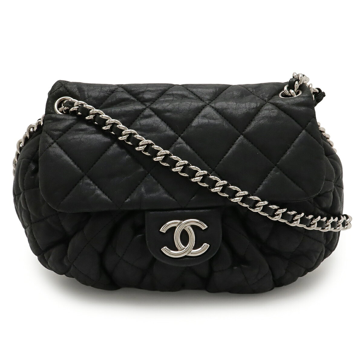 Rakuten - CHANEL シャネル マトラッセ ラグジュアリー チェーンアラウンド チェーンショルダー ラムスキン レザー ブラック 黒 シルバー金具 A49889 【中古】