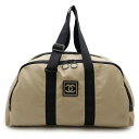 CHANEL シャネル スポーツライン ボストンバッグ 旅行バッグ トラベルバッグ ショルダーバッグ ナイロン ブラック 黒 ベージュ A19977 【中古】