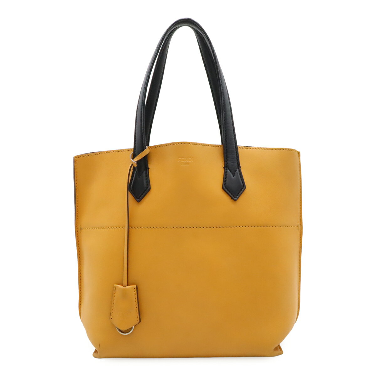FENDI フェンディ オールイン ショッピング トートバッグ ショルダーバッグ 肩掛け レザー バイカラー イエロー 黄色 ブラック 黒 8BH262 【中古】