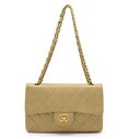 CHANEL シャネル マトラッセ23 ココマーク チェーンショルダー Wチェーン ショルダーバッグ レザー ベージュ ゴールド金具 A01113 【中古】