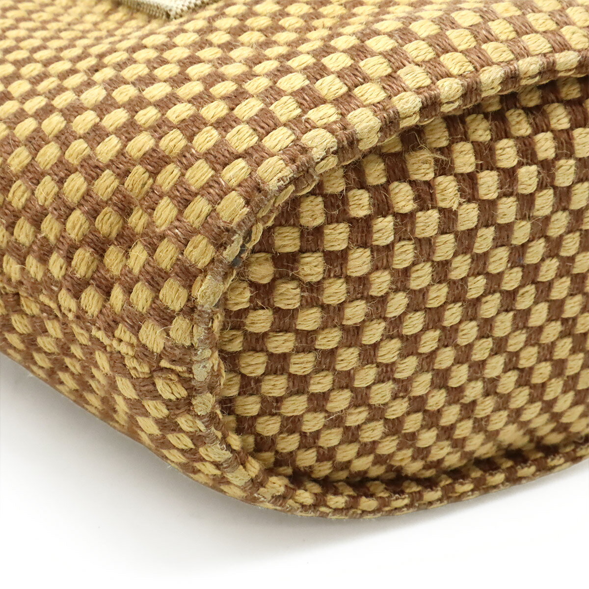 HERMES エルメス パニエバスPM トートバッグ ハンドバッグ リネン ブラウン 茶 ベージュ 【中古】