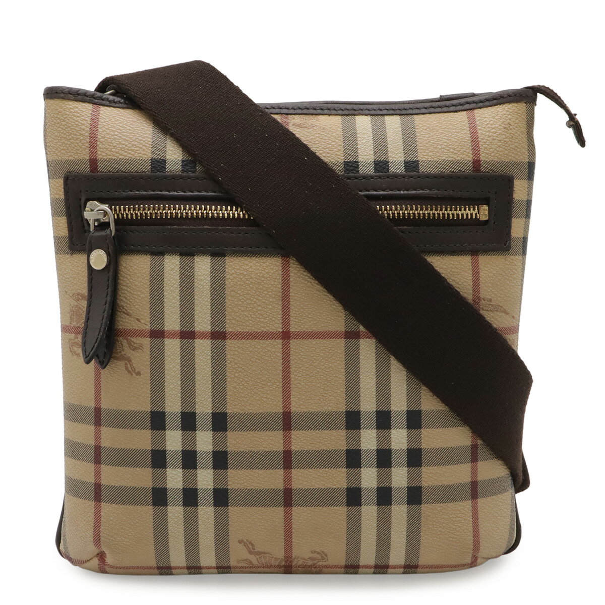 BURBERRY バーバリー ノバチェック チェック柄 ショルダーバッグ ポシェット 斜め掛け PVC レザー ベージュ ブラック 黒 ボルドー 【中古】