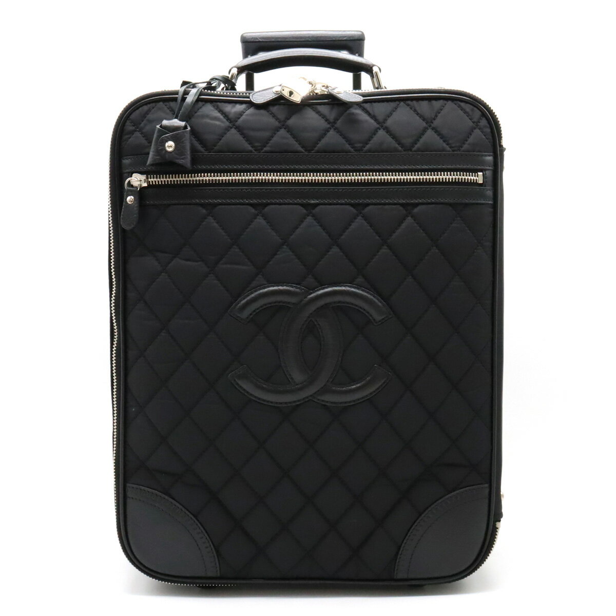 【中古】CHANEL シャネル パリ ニューヨークライン マトラッセ キャリーケース スーツケース 旅行バッグ ナイロン レザー ブラック 黒 A33107 