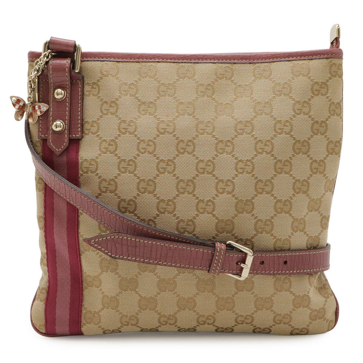 グッチ GUCCI バッグ レディース ブランド ショルダーバッグ GGキャンバス ピンク ベージュ ブラウン 308452 メッセンジャーバッグ 斜め掛け おしゃれ 【中古】 GG グッチ GUCCI バッグ 中古 チェーン ショルダー レディース