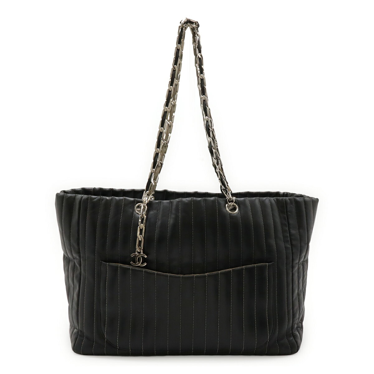 CHANEL シャネル ニューマドモアゼル トートバッグ ショルダーバッグ チェーンショルダー レザー ブラック 黒 シルバー金具 A30038 【中古】