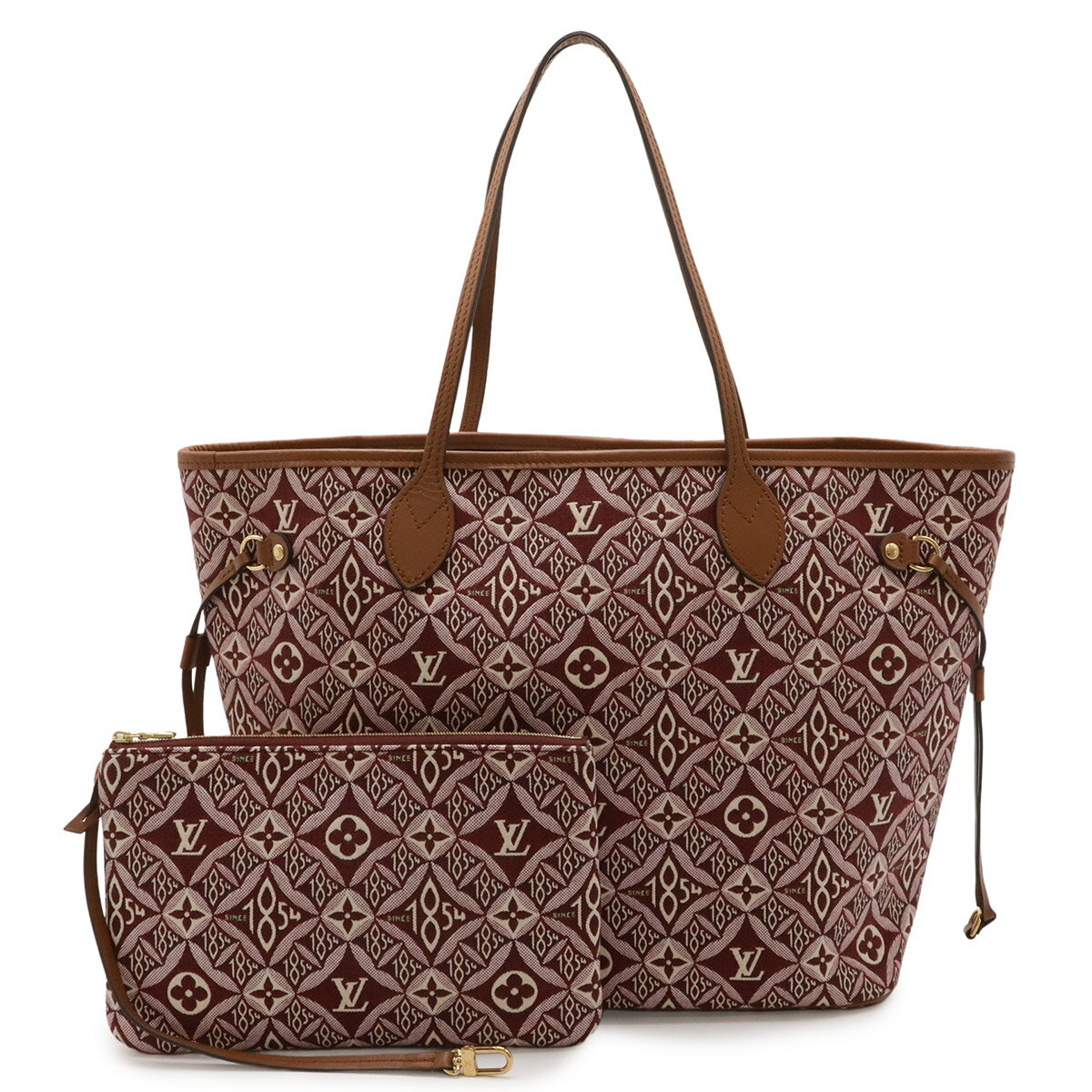 樂天商城 - LOUIS VUITTON ルイ ヴィトン SINCE1854 ネヴァーフルMM トートバッグ ショルダーバッグ 肩掛け ジャガード レザー ボルドー ポーチ付 M57273 【中古】