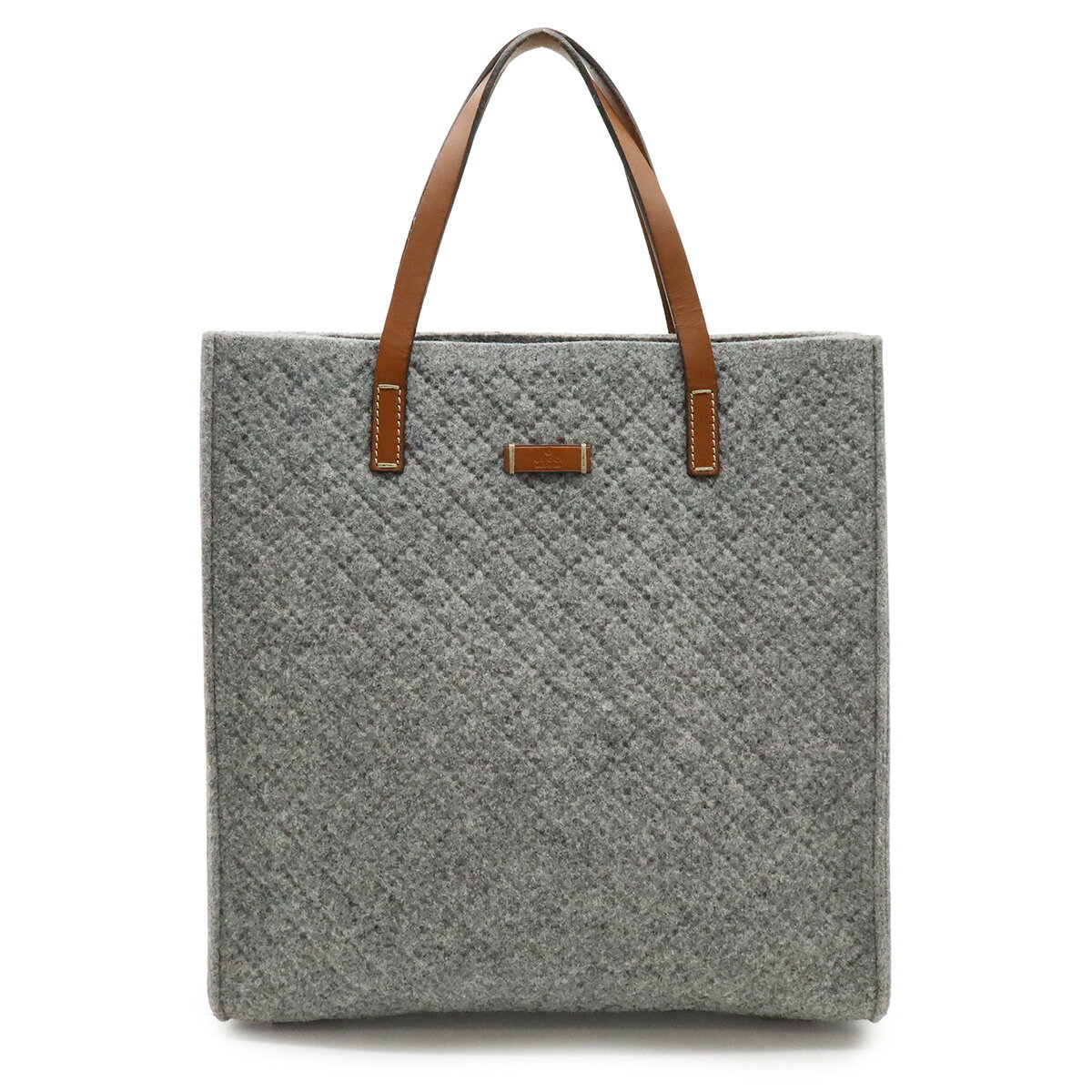 GUCCI グッチ ディアマンテ トート トートバッグ ショルダーバッグ ハンドバッグ フェルト ウール レザー グレー ブラウン 茶 295267 【中古】