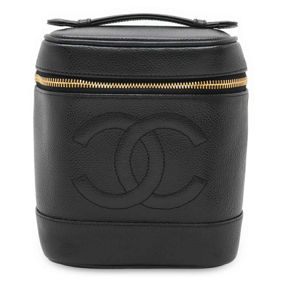 CHANEL シャネル ココマーク バニティバッグ ハンドバッグ 化粧ポーチ コスメポーチ キャビアスキン レザー ブラック 黒 ゴールド金具 A01998 【中古】