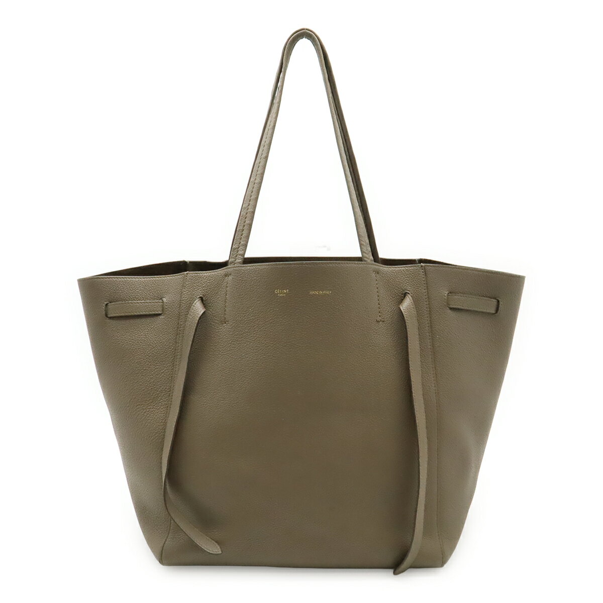 CELINE セリーヌ カバ ファントム スモール ベルト トートバッグ ショルダーバッグ セミショルダー レザー トープ グレージュ 【中古】