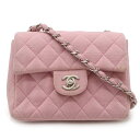 CHANEL シャネル ミニマトラッセ ココマーク チェーンショルダー ショルダーバッグ コットンジャージー ピンク シルバー金具 A01115 【中古】