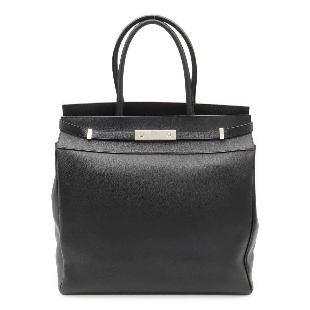 SAINT LAURENT PARIS サン ローラン パリ YSL イブサンローラン マンハッタン N/S トートバッグ レザー ブラック 黒 シルバー金具 757302 【中古】