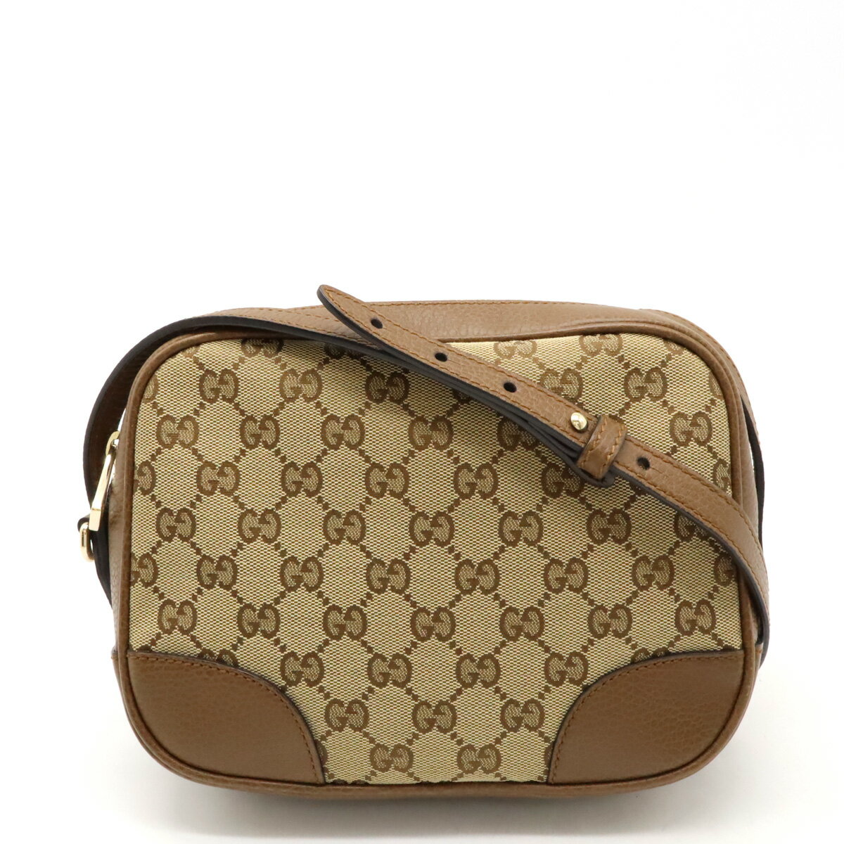 GUCCI グッチ GGキャンバス ブリー ショルダーバッグ ポシェット 斜め掛け レザー カーキベージュ ブラウン 茶 アウトレット品 449413 【中古】