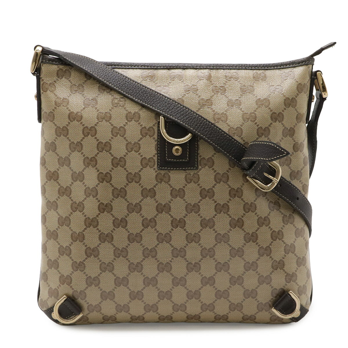 Rakuten - GUCCI グッチ GGクリスタル アビー ショルダーバッグ 斜め掛け コーティングキャンバス レザー ベージュ ダークブラウン アウトレット品 268642 【中古】
