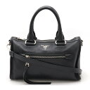 PRADA プラダ ハンドバッグ 2WAY ショルダーバッグ 斜め掛け レザー NERO 黒 ブラック シルバー金具 1BB022 【中古】