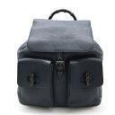 GUCCI グッチ バンブー リュックサック バックパック レザー ネイビー 紺 387097 【中古】